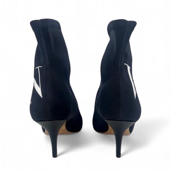VALENTINO GARAVANI Black Stiletto Heel VLTN Logo Sock Ankle Boots Size E… - Picture 10 of 12
